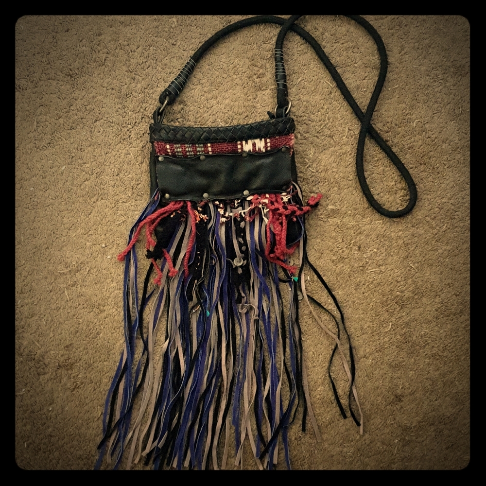 Free People Boho Fringe Cross Body Zip Pouch